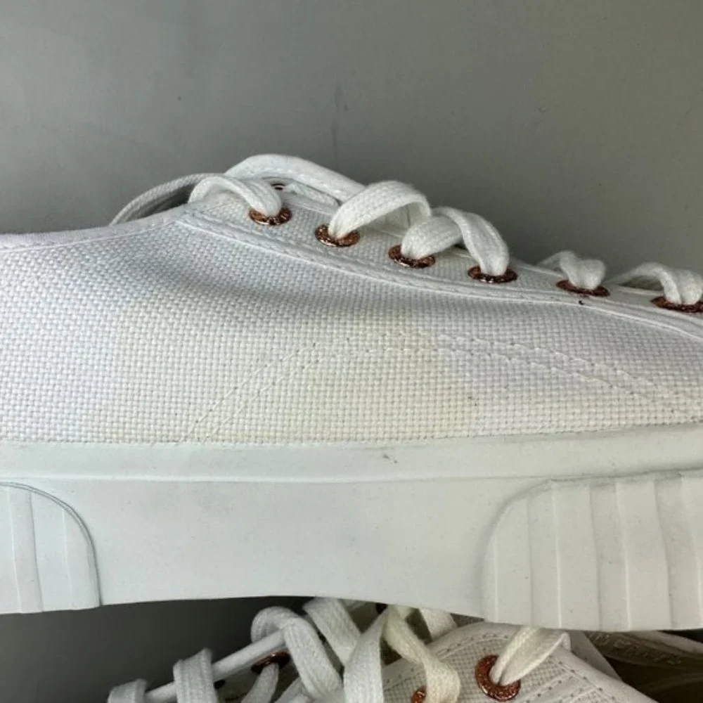 Superga 2630 COTU Canvas Sneaker in White & Rose - Picture 5 of 7